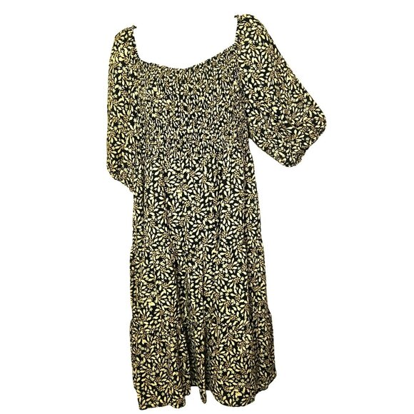 Nanette Lapore Dresses & Skirts - NWT Nanette Lepore Black Gold Yellow Floral Bust Shirred Dress Size 14